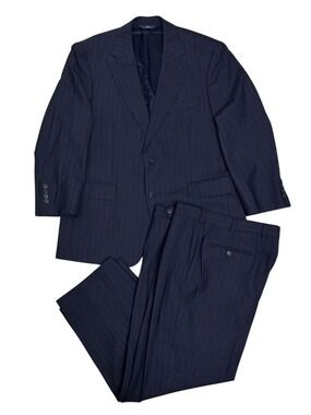 BROOKS BROTHERS 346 SUIT WOOL Blue Stretch Pinstripe Blazer & Pants Mens 41S